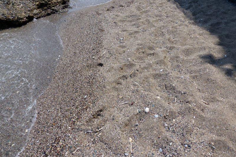 Der Strand von Chersonissos besteht aus einem Sand-Kies-Gemisch