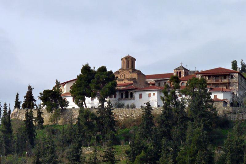 Blick von Elassona auf das byzantinische Kloster