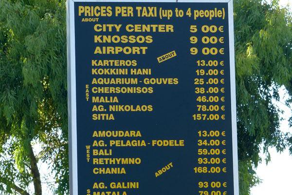 In Heraklion gelten Festpreise für Taxen